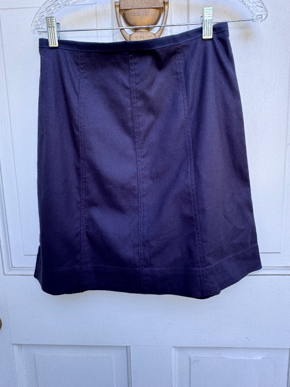 Gap Navy Cotton Stretch A-Line Skirt Size 4 Grosgrain Waist Back Zip